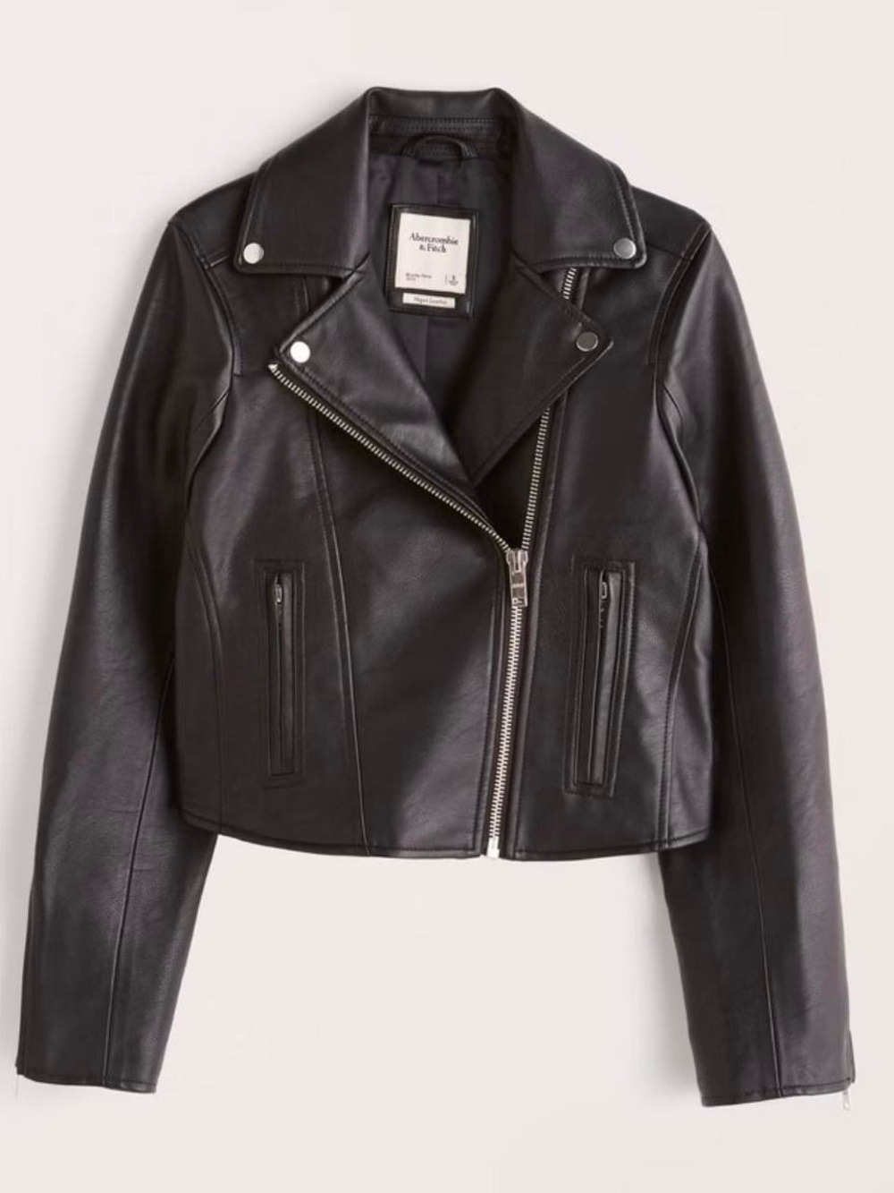 Abercrombie & Fitch Black Leather Asymmetrical Moto Jacket